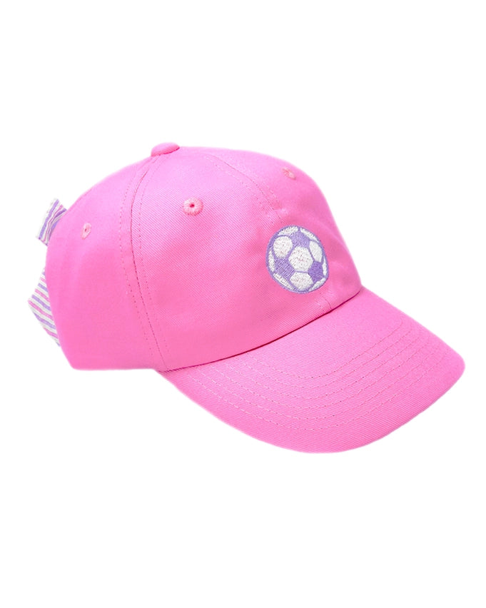Soccer Bow Baseball Hat- Pink