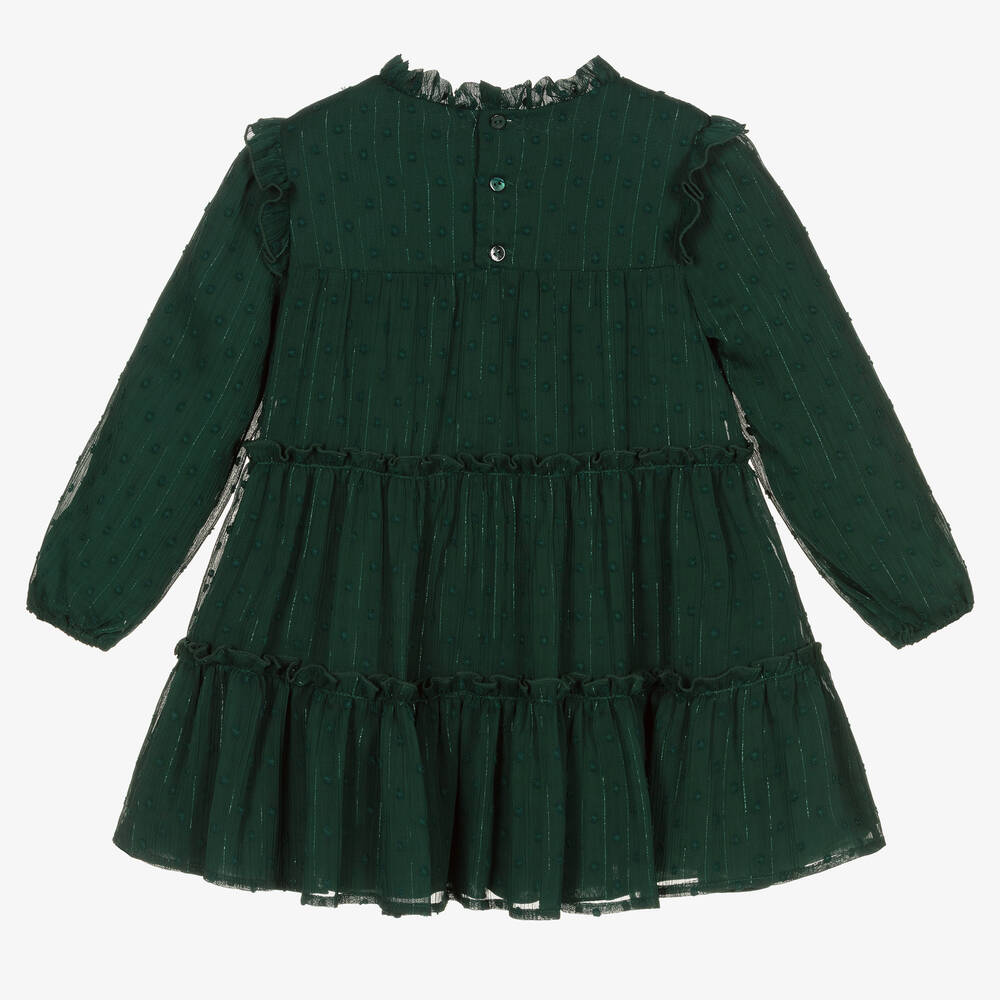 Girls Plumeti Jacquard dress - Green