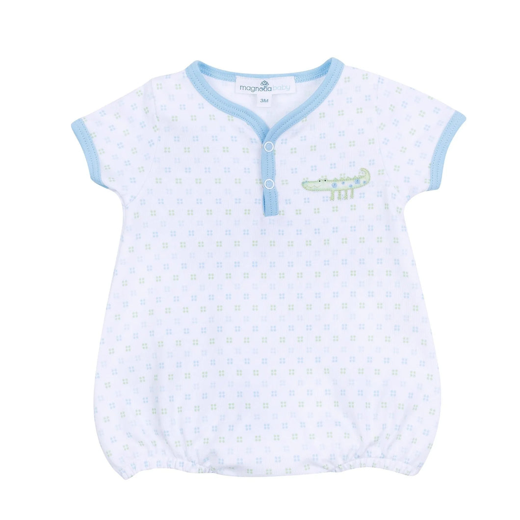 Alligator Pie Embroidered Bubble SS- Blue