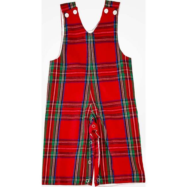 Tartan Plaid Snap Button Longall-Red
