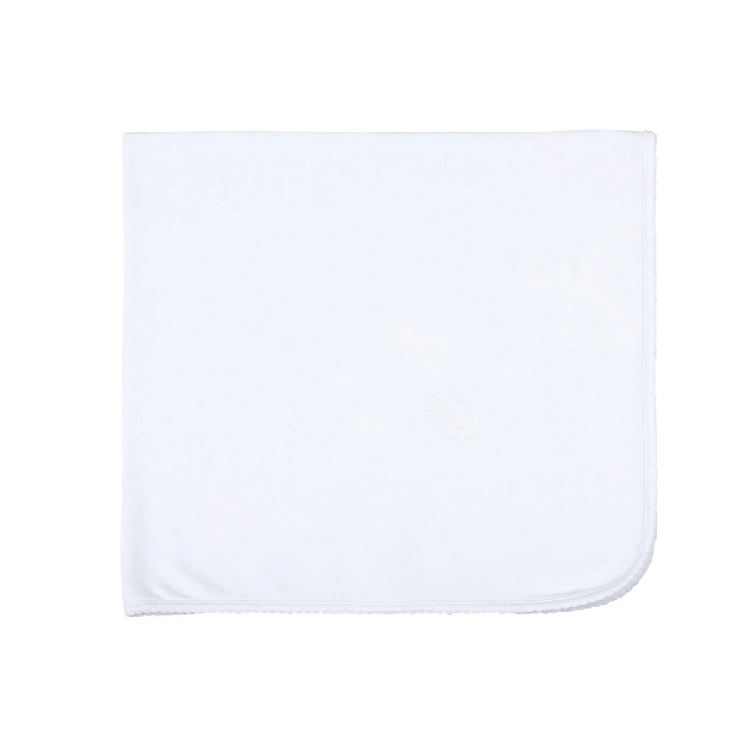 Blessed Embr. Receiving Blanket- White
