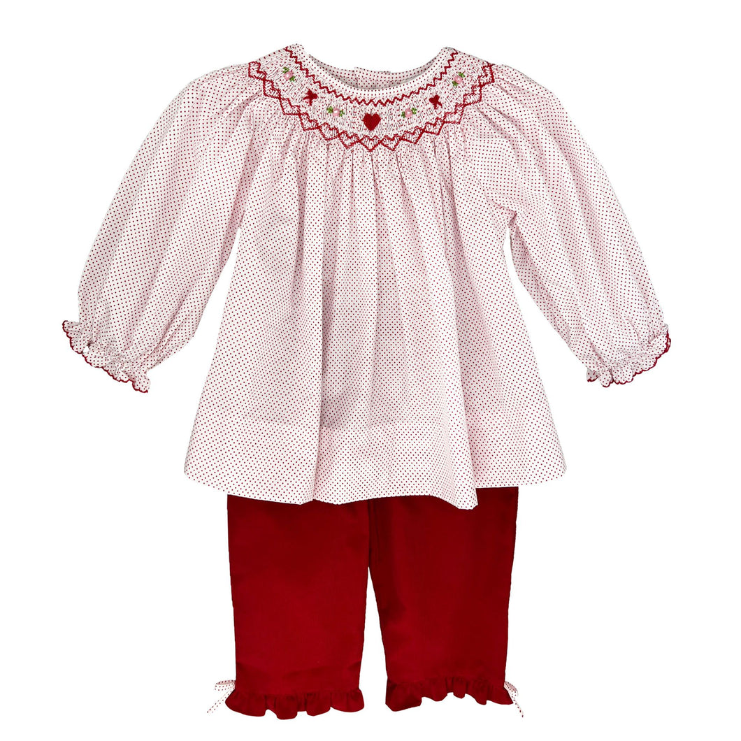 Smocked Top and Pant Set - Hearts