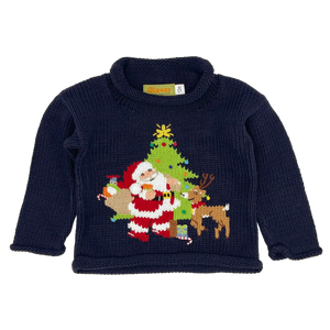 Roll Neck - Christmas Tree with Santa Claus & Reindeer - Twilight