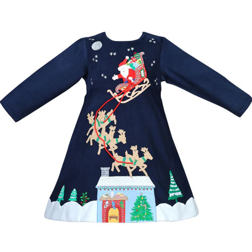Navy Santa's Sleigh Dress