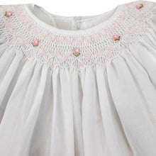 Load image into Gallery viewer, Rose Smocked Bishop Dress- White

