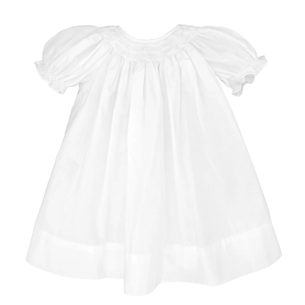 Wave Smocked Daygown w/ Bloomers & Bonnet- White