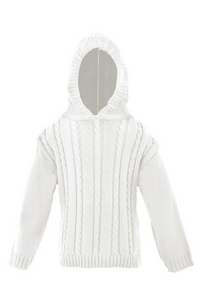Zip Back Cable Sweater- White