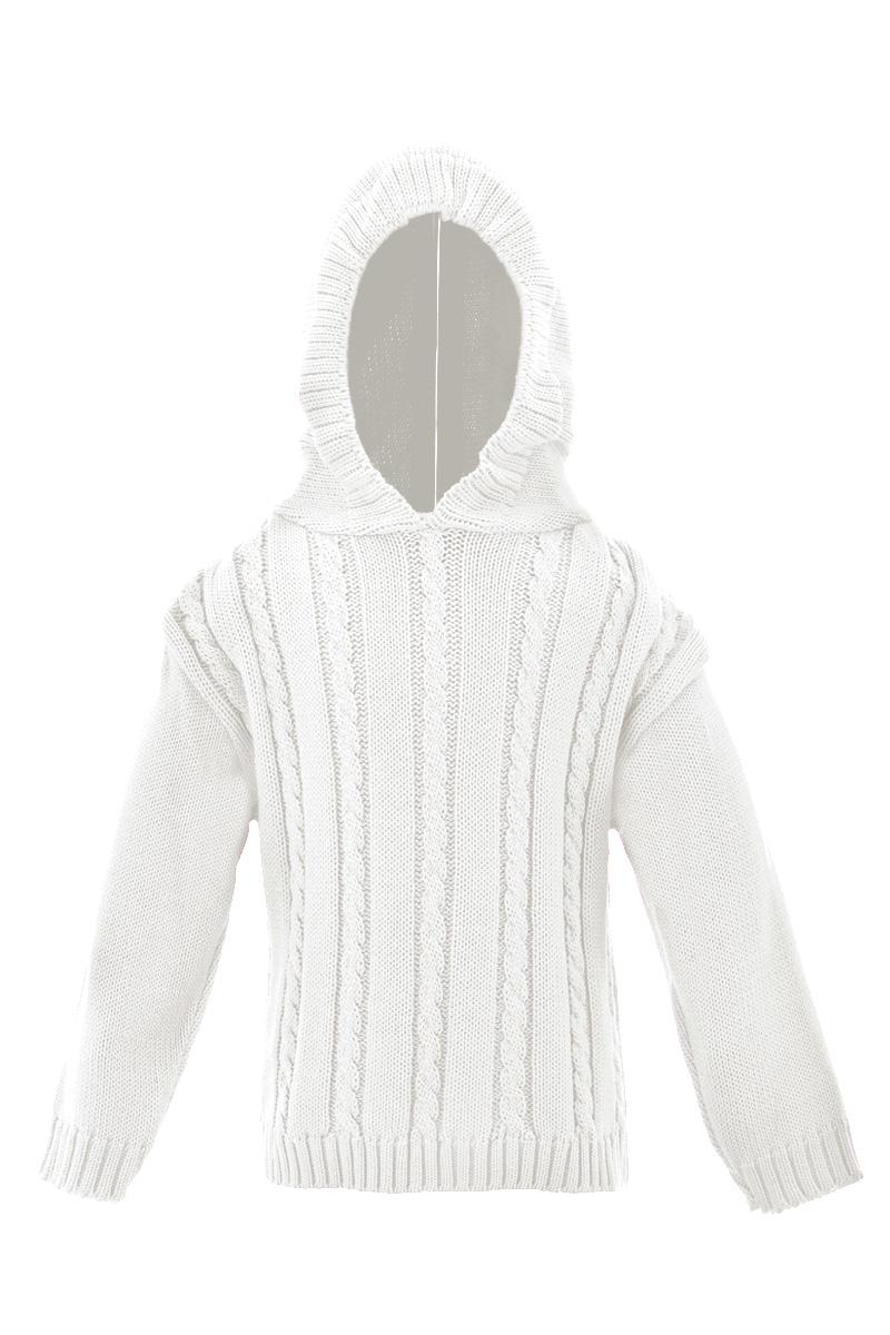 Zip Back Cable Sweater- White