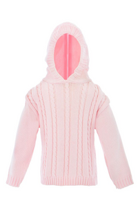 Zip Back Cable Sweater- Pink