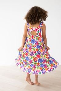 Tropical Floral Ruffle Maxi Dress