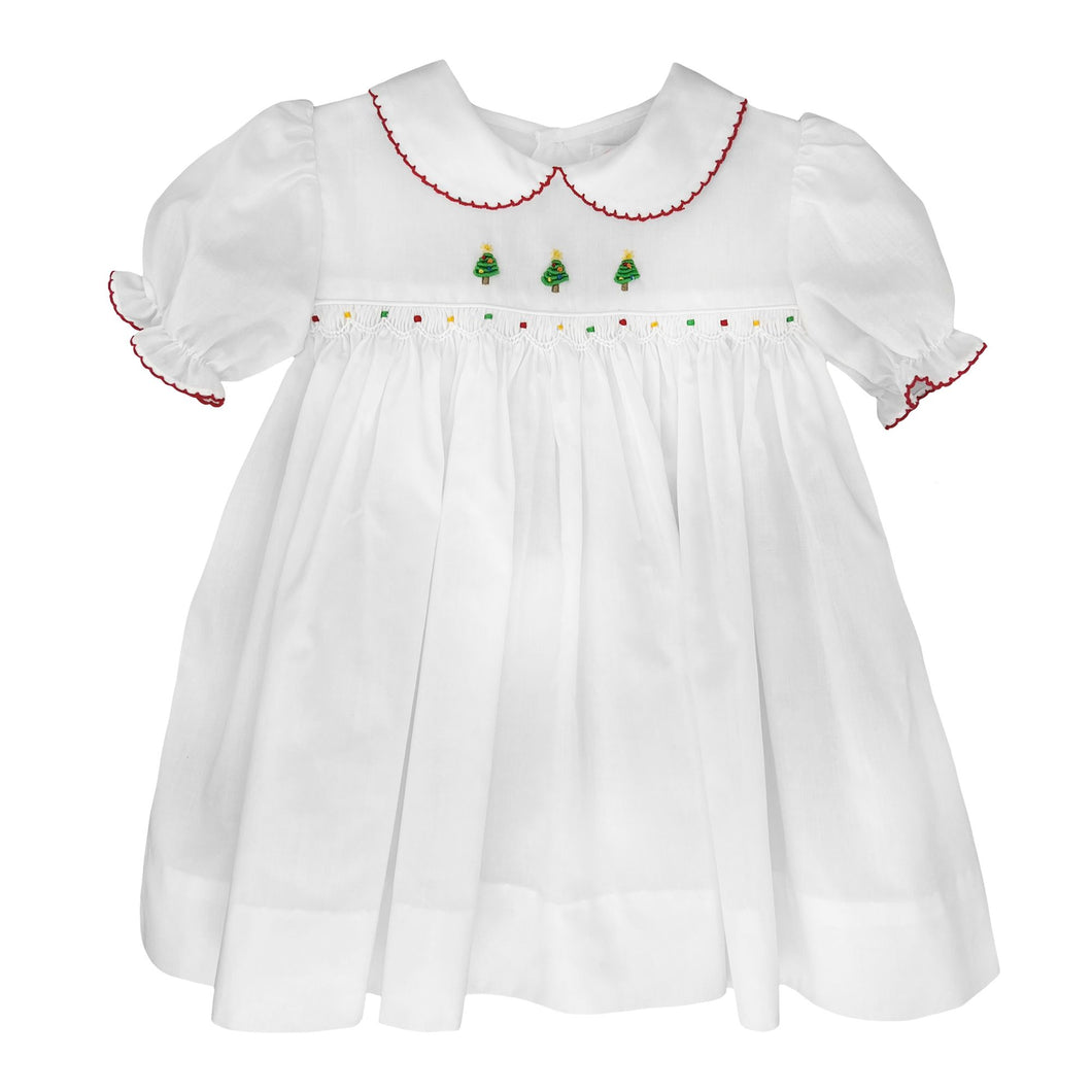 Christmas Trees Embr Dress w/ Bloomers