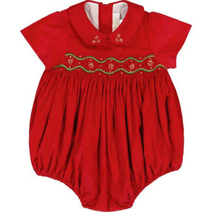 Stella Corduroy Smocked Bubble - Red