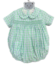 Load image into Gallery viewer, Blue/Green Plaid Joe Smocked Bubble
