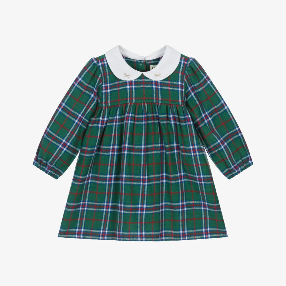 Puff Sleeve Pinafore LS Dress- Holiday Plaid