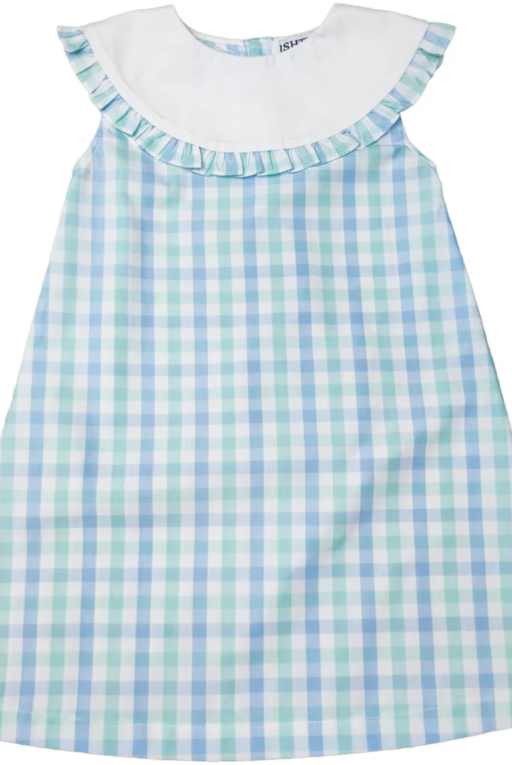 Plaid Girls Dress- Aqua