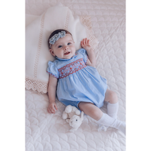 Load image into Gallery viewer, Princess Charlotte Heirloom Blue Smocked Bubble
