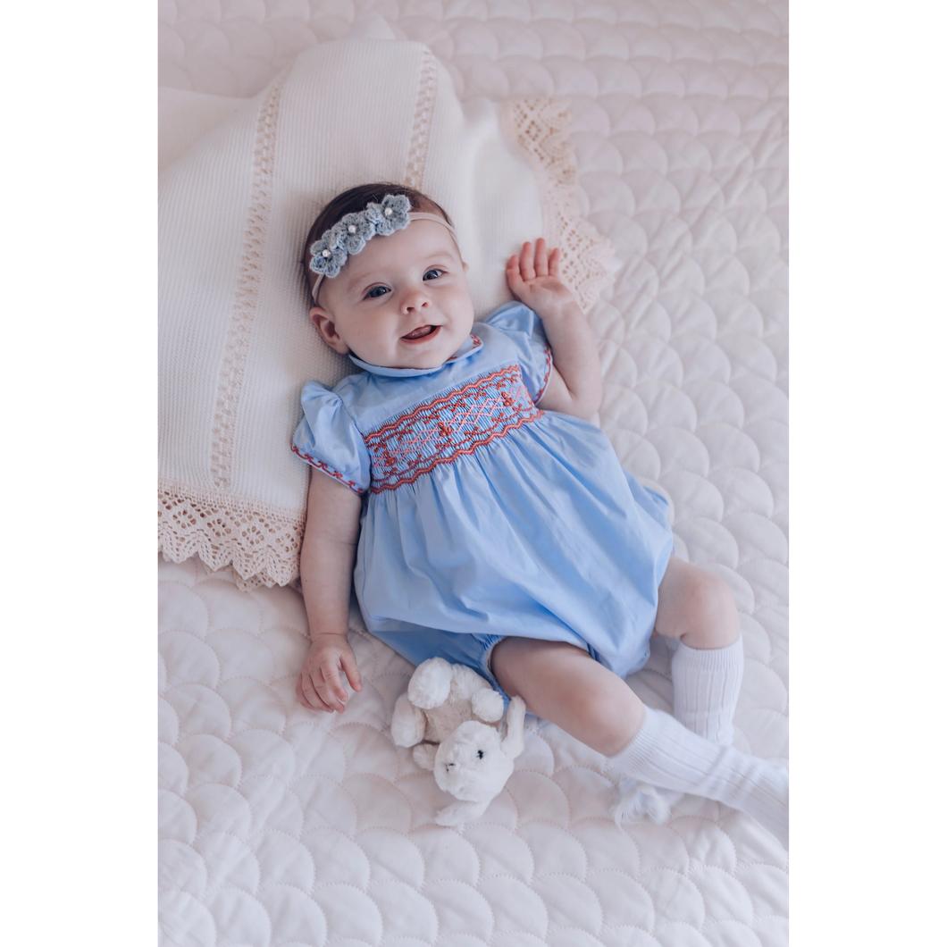 Princess Charlotte Heirloom Blue Smocked Bubble