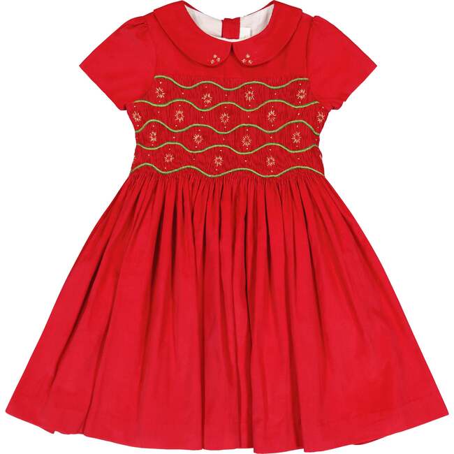 Stella Corduroy Smocked Dress - Red