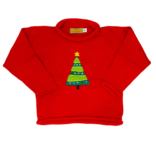 Christmas Tree Roll Neck Sweater - Deep Red