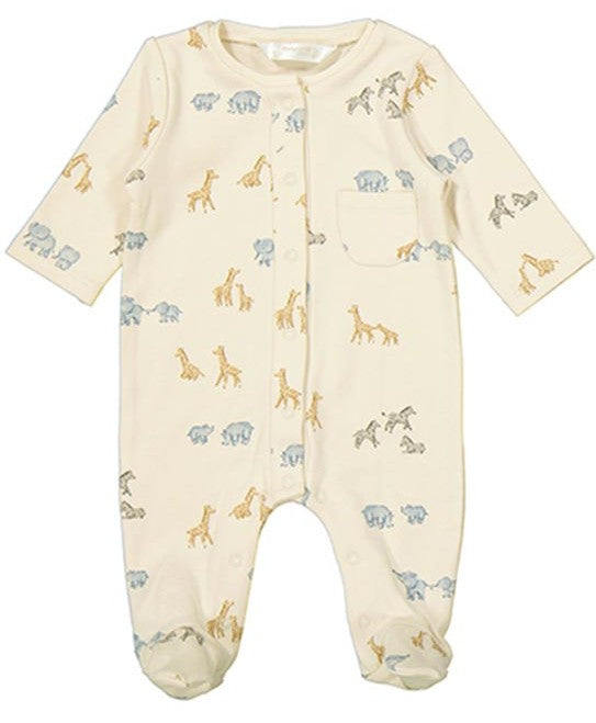 Boys Safari Snap Footie- Cream