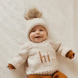 Natural Pom Pom Beanie