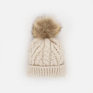 Natural Pom Pom Beanie