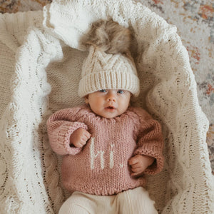 Natural Pom Pom Beanie