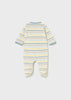 Dino Striped Velour Footie- Ice