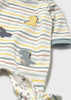 Dino Striped Velour Footie- Ice