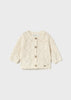 Knit Cardigan w/ Wood Buttons- Milk Heather