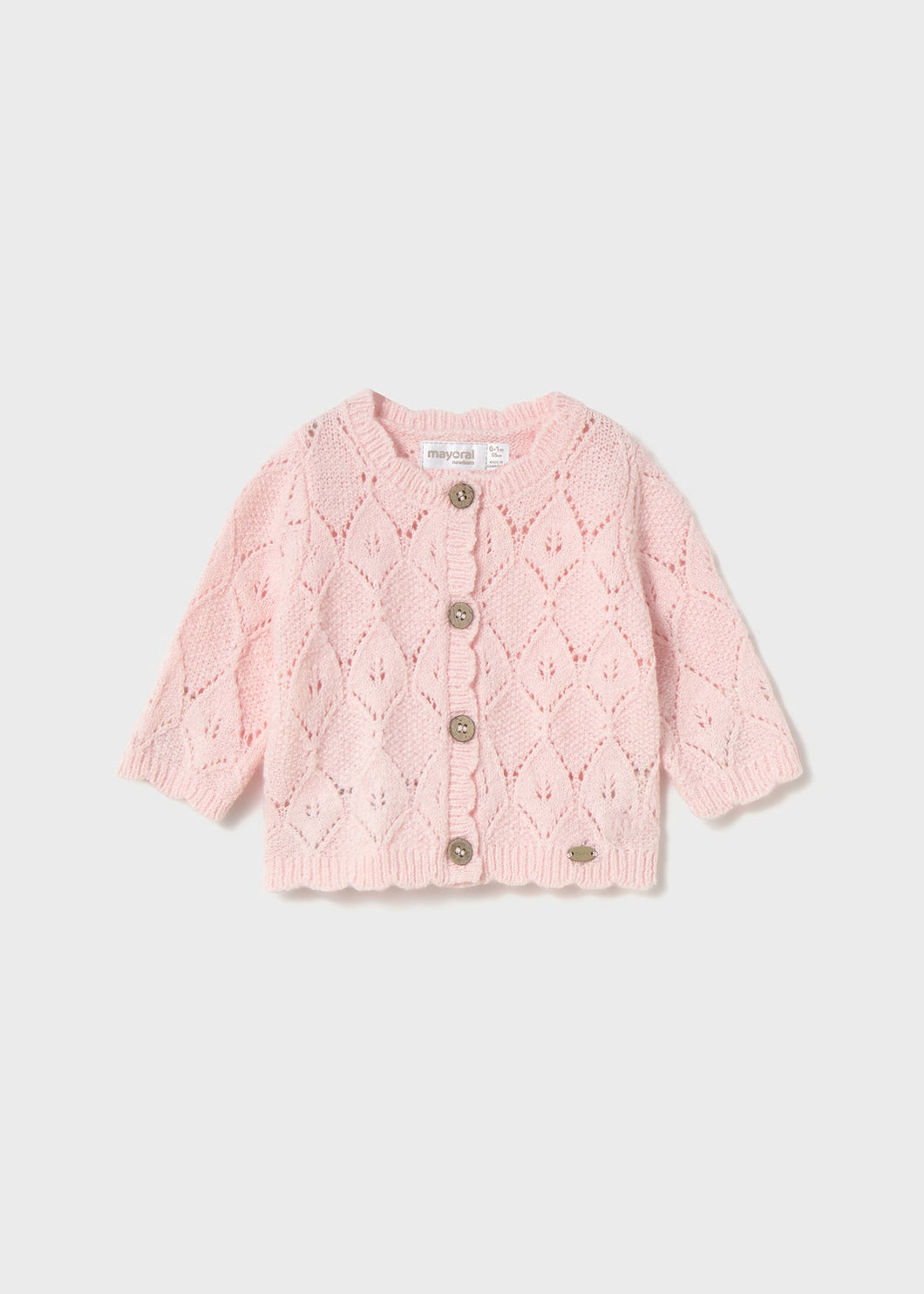 Knit Cardigan w/ Wood Buttons- Quartz Pink
