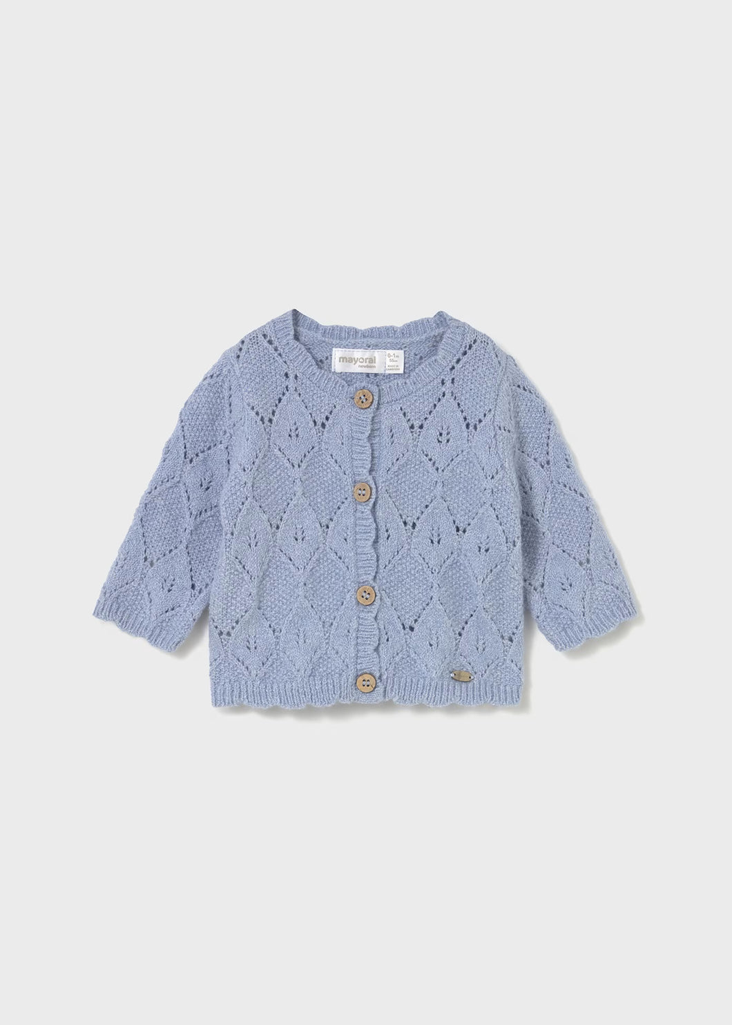 Knit Cardigan w/ Wood Buttons- Sky Blue