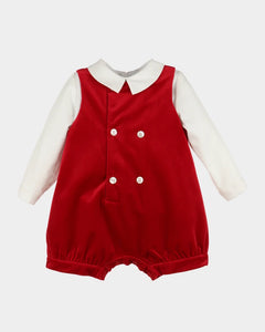 Deluxe Velvet Boy Romper- Red