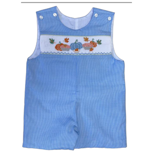 Peter Smocked Pumpkin Longall in L. Blue Gingham