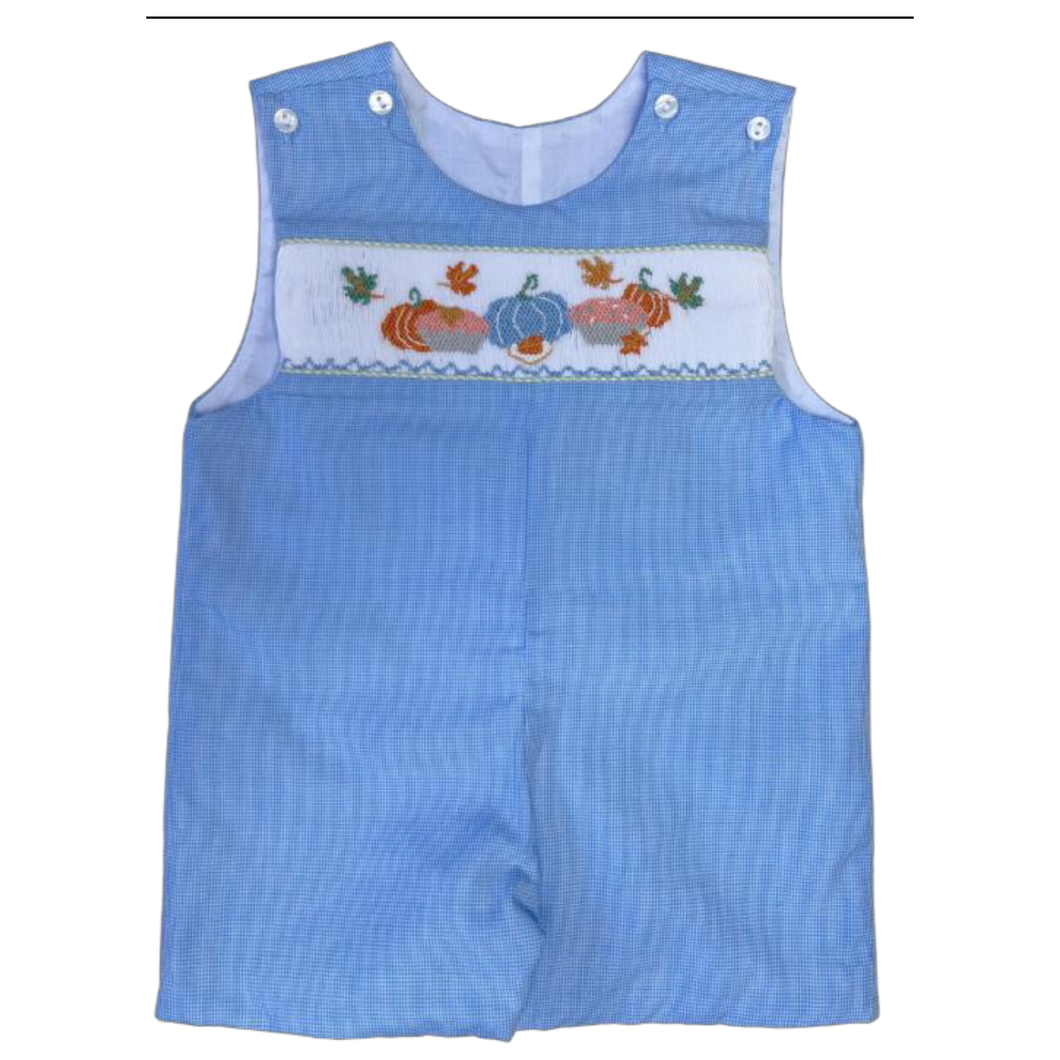 Peter Smocked Pumpkin Longall in L. Blue Gingham