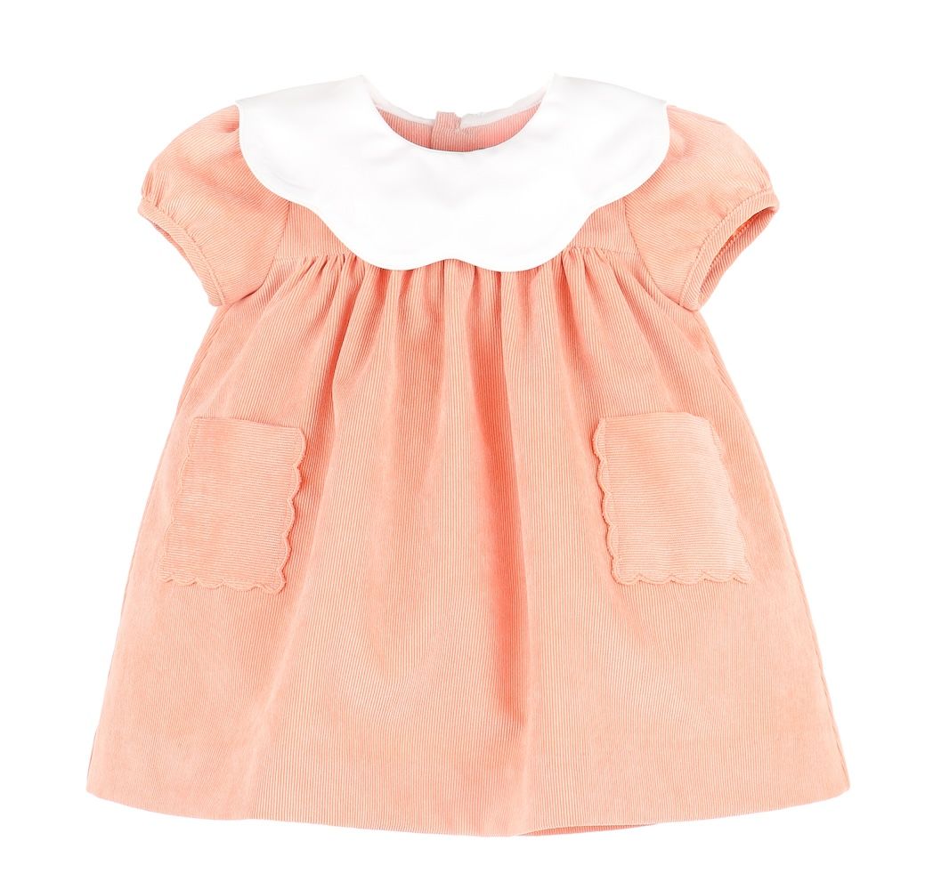 Pumpkin Cord Scallop Dress- Orange
