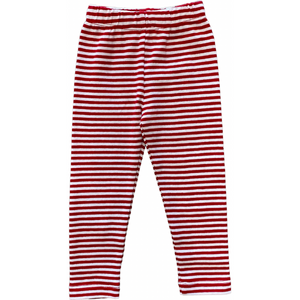 Striped Straight Leggings - Red/White