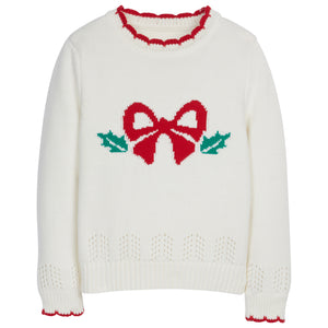 Holly Bow Pointelle Sweater
