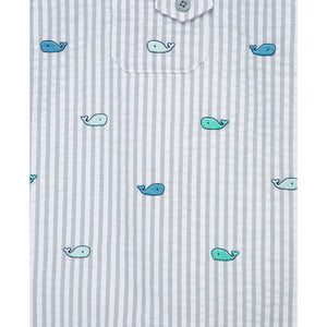 Whales Embroidered Sunsuit & Hat Set