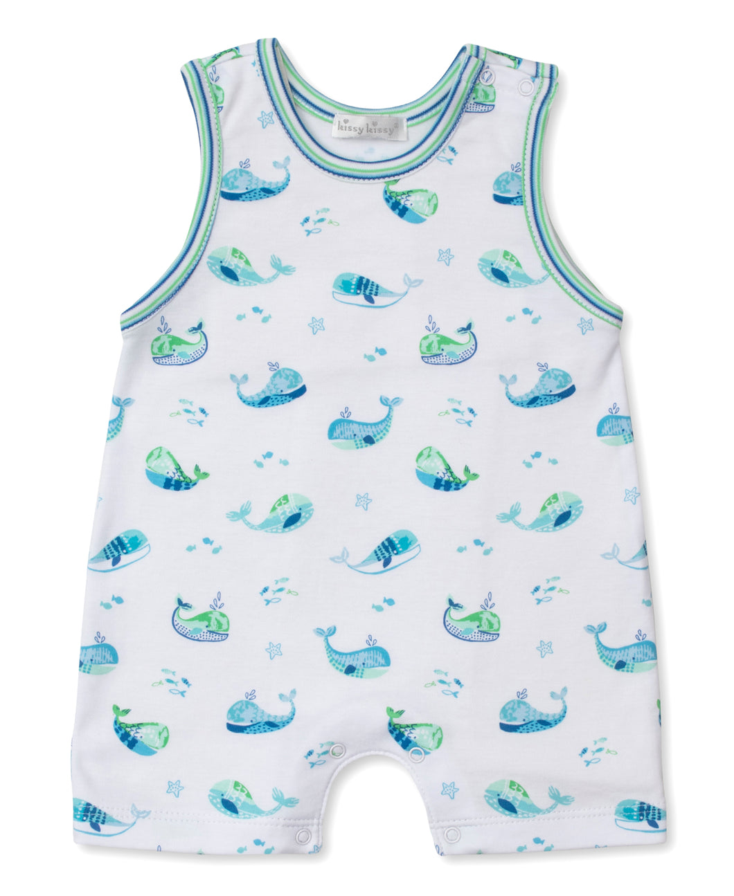 Watercolor Whales Print Sleeveless Playsuit