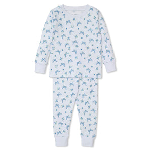 Blooming Bows Print Pajama Set in Blue