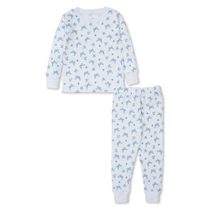 Blooming Bows Print Pajama Set in Blue