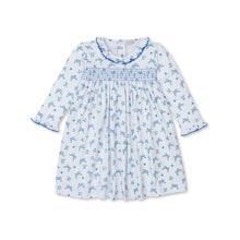 Load image into Gallery viewer, Blooming Bows Print Smocked Dress in Blue
