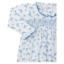 Load image into Gallery viewer, Blooming Bows Print Smocked Dress in Blue
