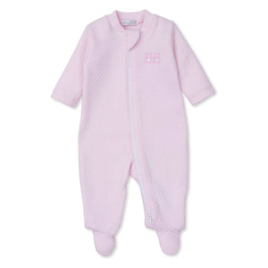 Baby Bear Club Jacquard Zip Footie in Pink