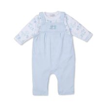 Load image into Gallery viewer, Forest Fun Embroidered Overall Set in Blue Stripe
