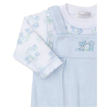 Load image into Gallery viewer, Forest Fun Embroidered Overall Set in Blue Stripe
