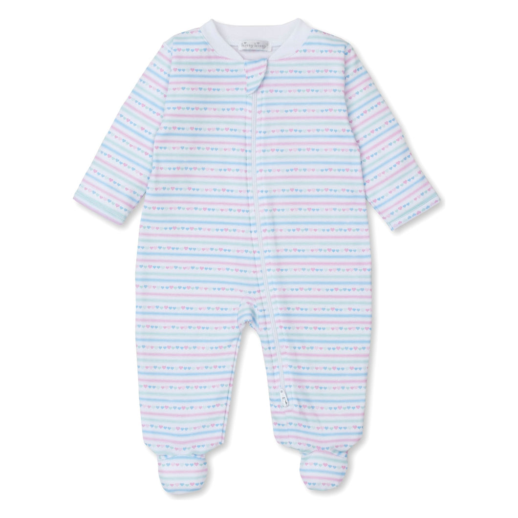 Nighty Night Stripes Print Zip Footie