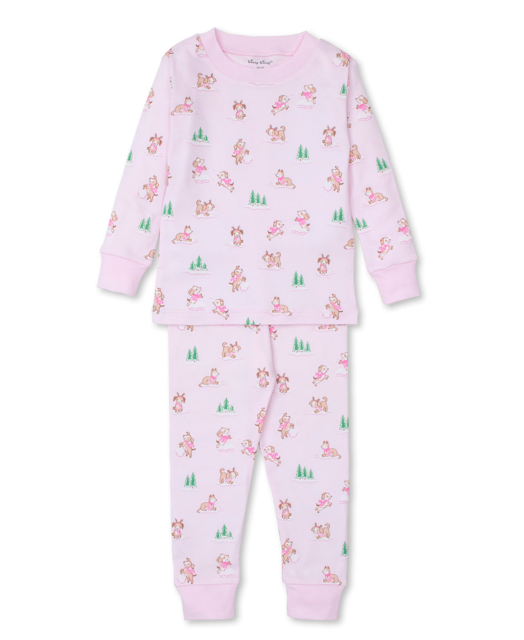 Puppy Snowball Pranks Print Pajama Set in Pink