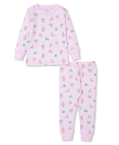 Puppy Snowball Pranks Print Pajama Set in Pink